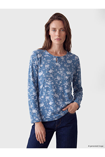 LC Waikiki Alita City Lcw with a Difference Grace Blue Combed Cotton Floral O...