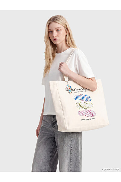 LC Waikiki Alita City Printed Canvas Women's Shoulder Bag with Difference in ...