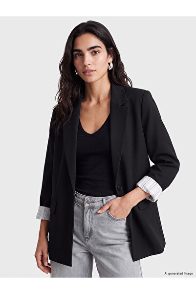 LC Waikiki Lcw Vision Black Crepe Women's Blazer Jacket