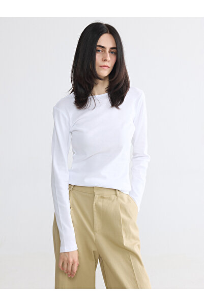 LC Waikiki Two Mt Shop Quality White Plain Narrow & Slim Long Sleeve Women's ...