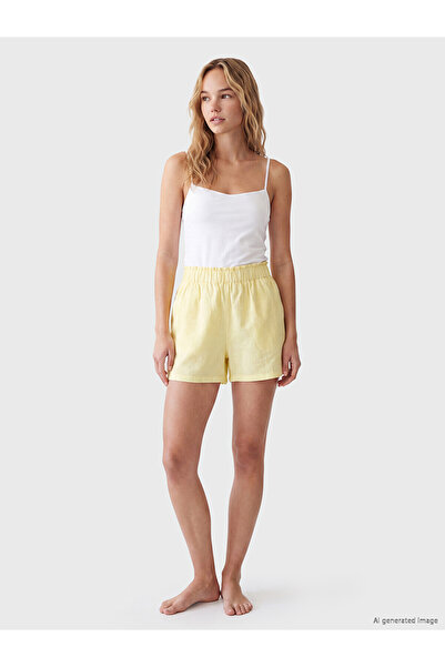 LC Waikiki Lcw Dream Yellow Women's Shorts with Elastic Waist