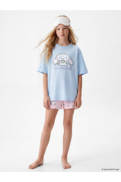 LC Waikiki Lcw Kids Blue Cinnamoroll Printed Girls' Shorts Pajama Set