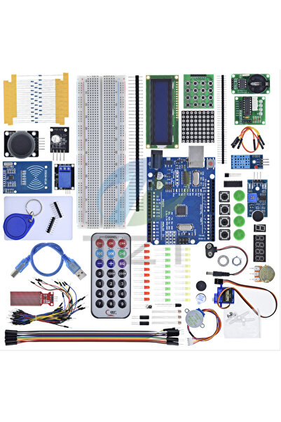 Arduino Clone Kit de pornire RFID compatibil cu Arduino Uno R3, motor pas cu ...