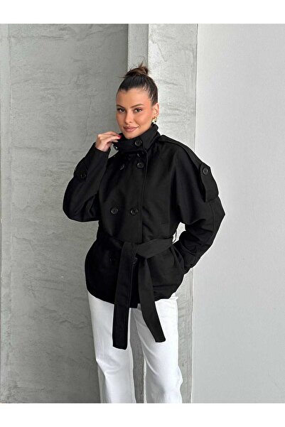 MEECY Kadın Oversize Muadil Su İtici Trençkot
