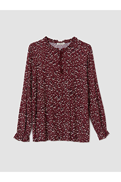 LC Waikiki Lcw grace burgundy bicycle collar patterned blouse