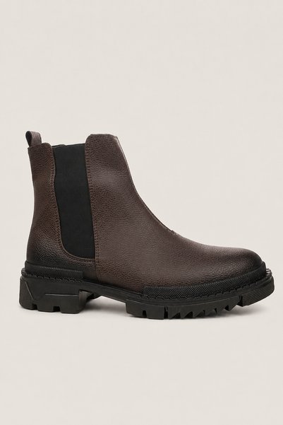 Jagulep Men's Rubber Sole Men's Chelsea Boots Brown