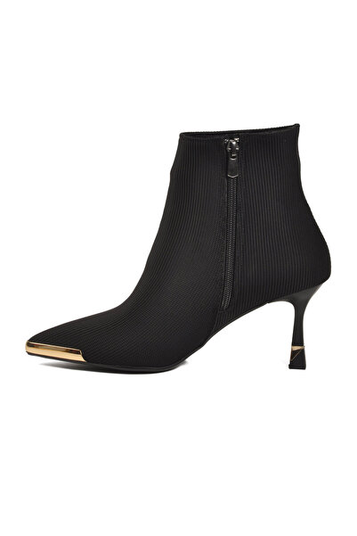 AYK'S Black Thin Heeled Pointed Toe Stylish Comfortable Women's Heeled Boots ...