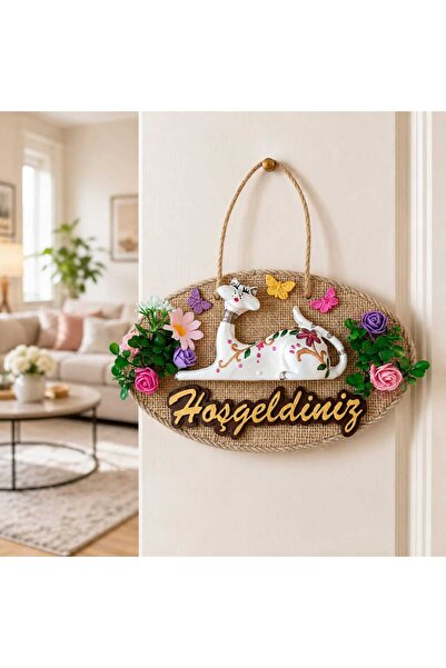 TİRENKDİZAYN Dekoratif kapı ve duvar süsü oturan kedi(15*25)