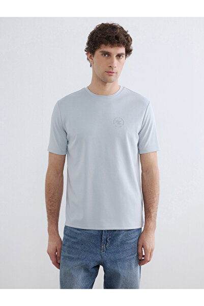 LC Waikiki Lcwaikiki Classic Gray Crew Neck Printed Men's T-Shirt