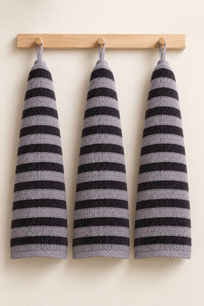 Motif Tekstil 3-Piece 100% Cotton Striped Kitchen Towel 30X50 cm – Britli Han...