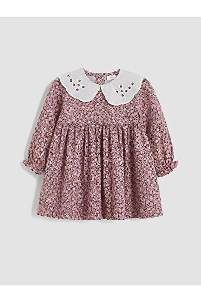 LC Waikiki Nevavm Black Floral Girl's Dress with Difference