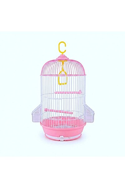 Golden cat Round Bird Cage for Small Birds Pink and White 50 cm Hanging Cage ...