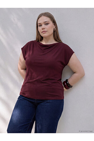 LC Waikiki Alita City with a Difference in Color, Lcw Curve Burgundy Plain Dr...