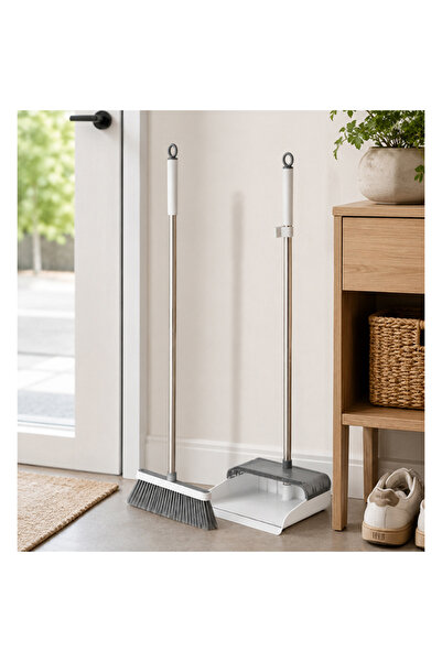 KEKE Long Handle Broom & Dustpan Set with Standing Storage Holder – Lightweig...
