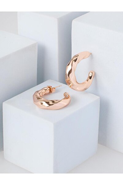 Jimmy Key Modern Hoop Earrings with Gold Color Twisted Figures