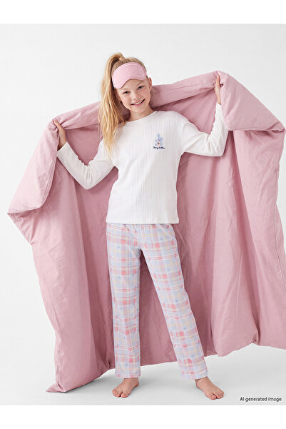 LC Waikiki Lcw Kids Ecru Embroidered Girls' Pajama Set