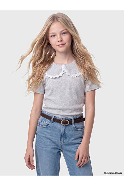 LC Waikiki Two Mt Shop Quality Lcw Kids Gray Plain Narrow & Slim Short Sleeve...