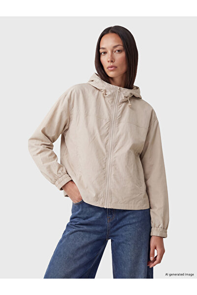 LC Waikiki Nevavm Farkıyla Lcwaikiki Classic Beige Hooded Oversize Women's Ra...