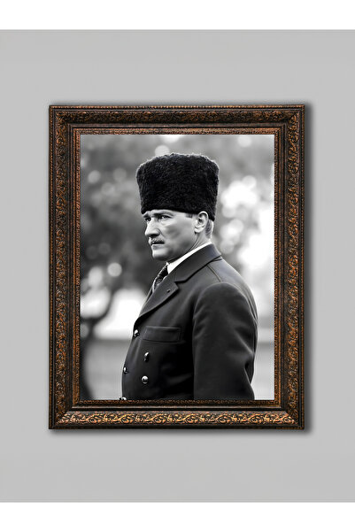 WoodyArts Ataturk Bronze Antique Framed Decorative Living Room Wall Painting ...