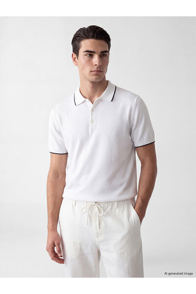 LC Waikiki Nevavm with Difference Lcwaikiki Classic White Plain Polo Collar M...