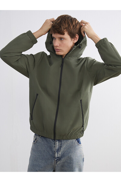 LC Waikiki Nevavm Farkıyla Xside Khaki Plain Standard & Regular Men's Raincoat