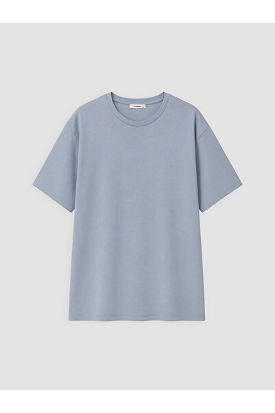 LC Waikiki Lcwaikiki Curve Blue Large Size 100% Cotton Women's T-Shirt