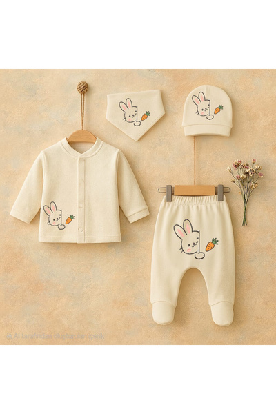 bebekpare Hospital Discharge Set Newborn Set Carrot Printed Cotton Unisex