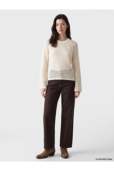LC Waikiki Lcw Comfort Ecru Knitwear Openwork Sweater with Nevavm Difference