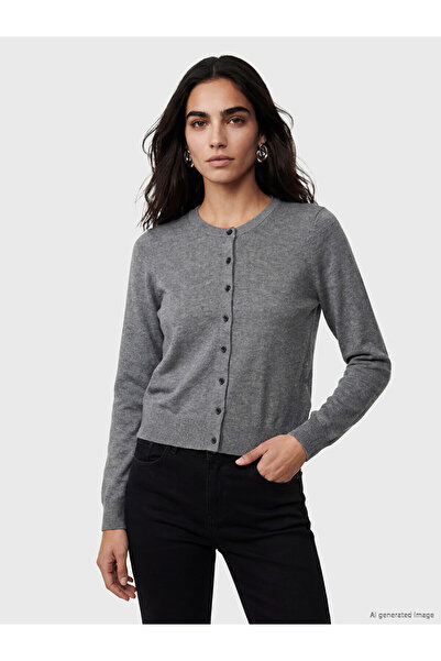 LC Waikiki Lcw Vision Gray Knitwear Plain Short Women's Cardigan with Nevavm ...