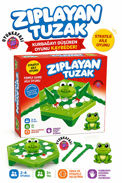 OYUNKAFASI Zıplayan Tuzak Kurbağa Oyunu 2-4 Kişilik Eğlenceli Strateji ve Ail...