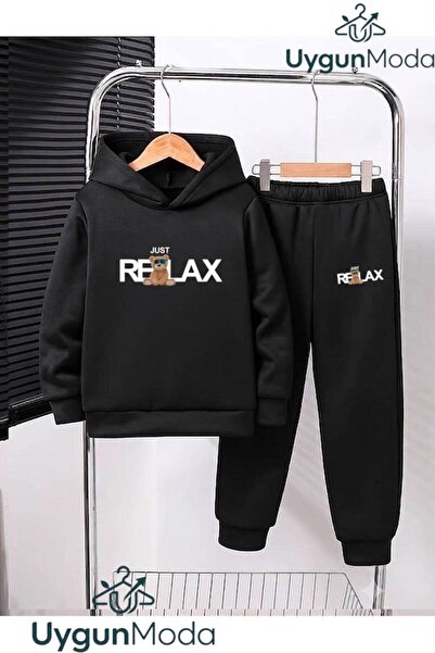 UygunModa RELAX Set de trening pentru copii, cu imprimeu ursuleț, glugă, inte...