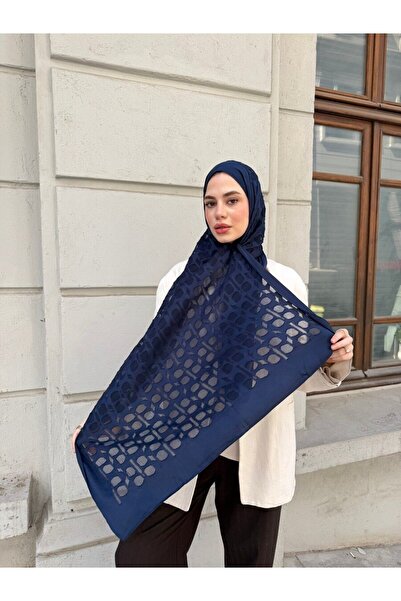 diorel C Pattern Burnt Shawl-Navy Blue