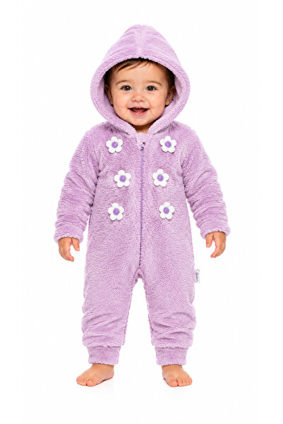 Chicsy Baby Tatlı Kız Bebek Çiçekli Welsoft Tulum 3D Papatya Detaylı Kapüşonl...