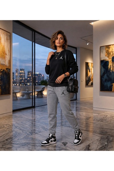 Gutsy Zero Collar Sweat Suit Set 2-Piece Sporty Stylish Set Women-Men Unisex ...