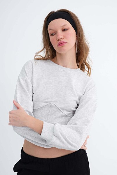 Addax Hanorac crop cu corset în talie S11289