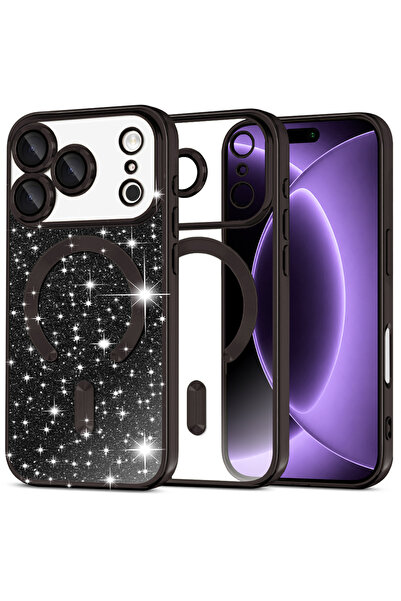Techsuit iPhone 17 Pro/ iPhone 18 Pro Πολυτελής Θήκη MagSafe με Γκλίτερ, Μαύρη