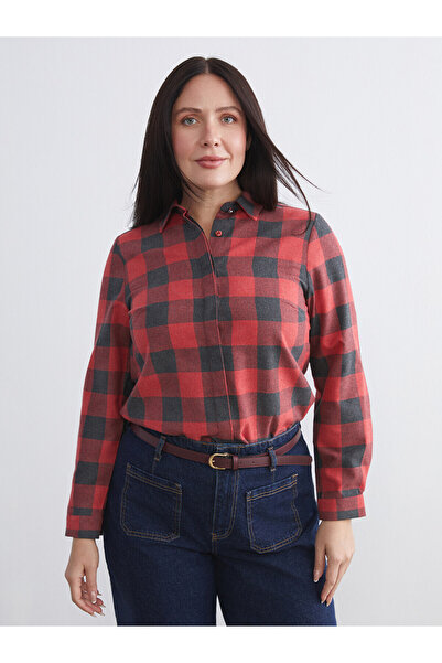 LC Waikiki Two Mt Shop Quality Lcw Grace Burgundy Gabardine Plaid Standard & ...