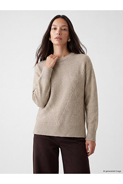 LC Waikiki Lcw Everyday Gray Diamond Patterned Women's Knitwear Sweater