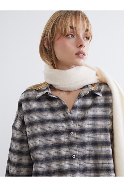 LC Waikiki Peak New Season Plaid Oversized Women's Lumberjack Shirt