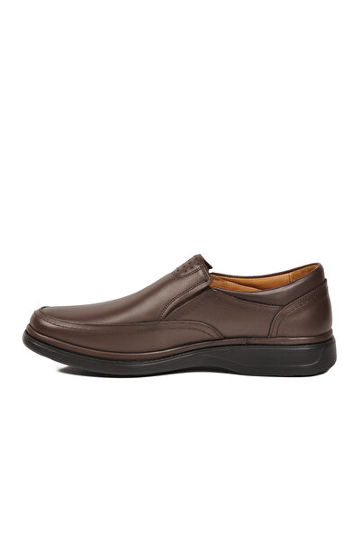 UMARO AYAKKABI Brown Genuine Leather Side Elastic Comfortable Sole Men's Casu...