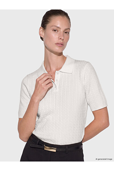 LC Waikiki Lcw Everyday White Polo Collar Women's Knitwear Sweater