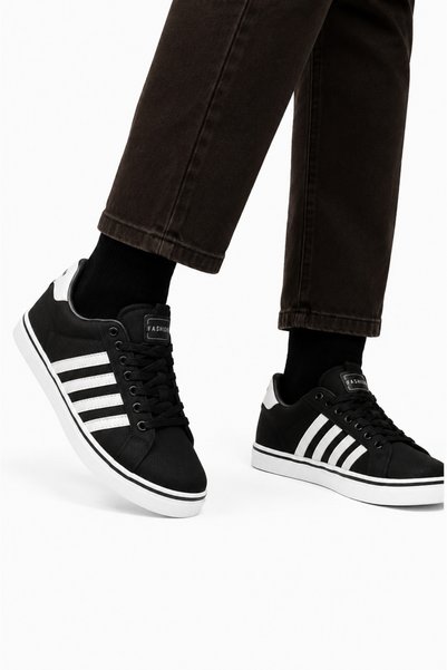 Jagulep Men's Faylon Sole Linen Sneaker Shoes Black - White