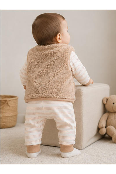 Caramell 1-12 AY ARASI WİLD PELUŞ YELEKLİ TULUM - KAHVE