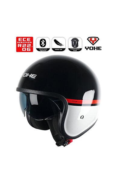 Yohe OF880 Motorsiklet Kaskı Shiny Black Red