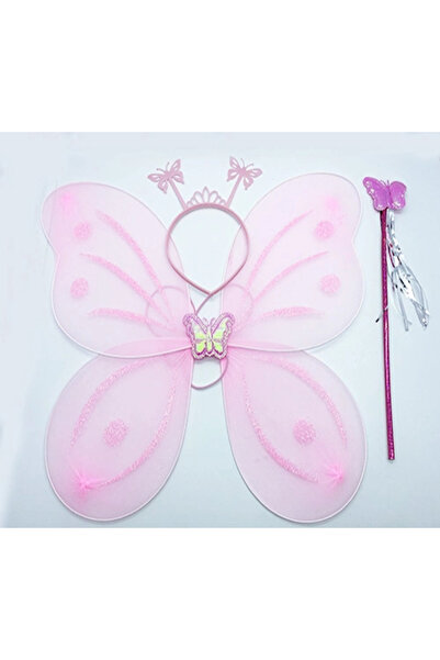 SORA GROUP Powder Pink Color Butterfly Wing Crown and Stick 50X37 cm Bx40