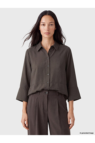 LC Waikiki Two Mt Shop Quality Lcw Everyday Brown Modal Blended Women's Shirt
