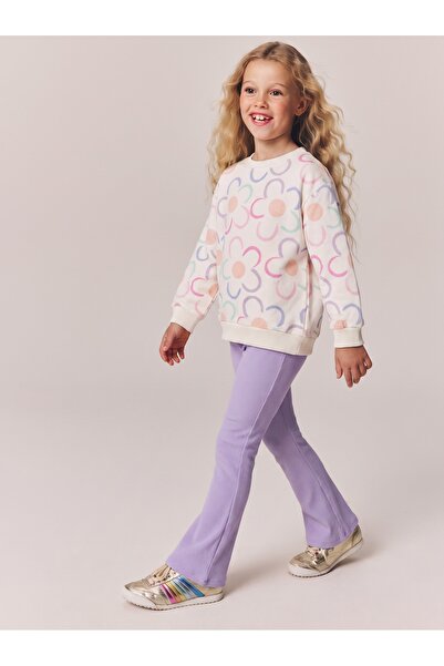 Tinymuyt Girl's Printed Sweatshirt/Spanish-Cut Pants 2-Piece Set Lilac