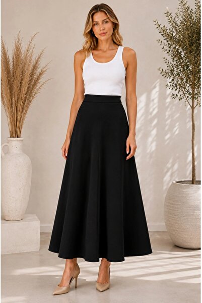 Olse Women's Knitted Scuba Crepe Casual Skirt Length:94-95Cm