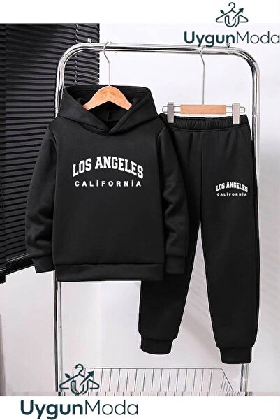 UygunModa LOS ANGELES SET DE Trening pentru copii, cu imprimeu text, glugă, i...