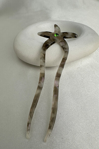 Modex Flower Figured Stone Detailed Bun Hairpin (15cm)